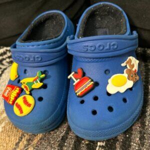 Children's Crocs Lined Fuzzy Clogs Blue Size 10 Toddler C Boys & Girls